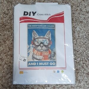 DIY Stamped Cross Stitch Kit - Cat with Scarf and Goggles